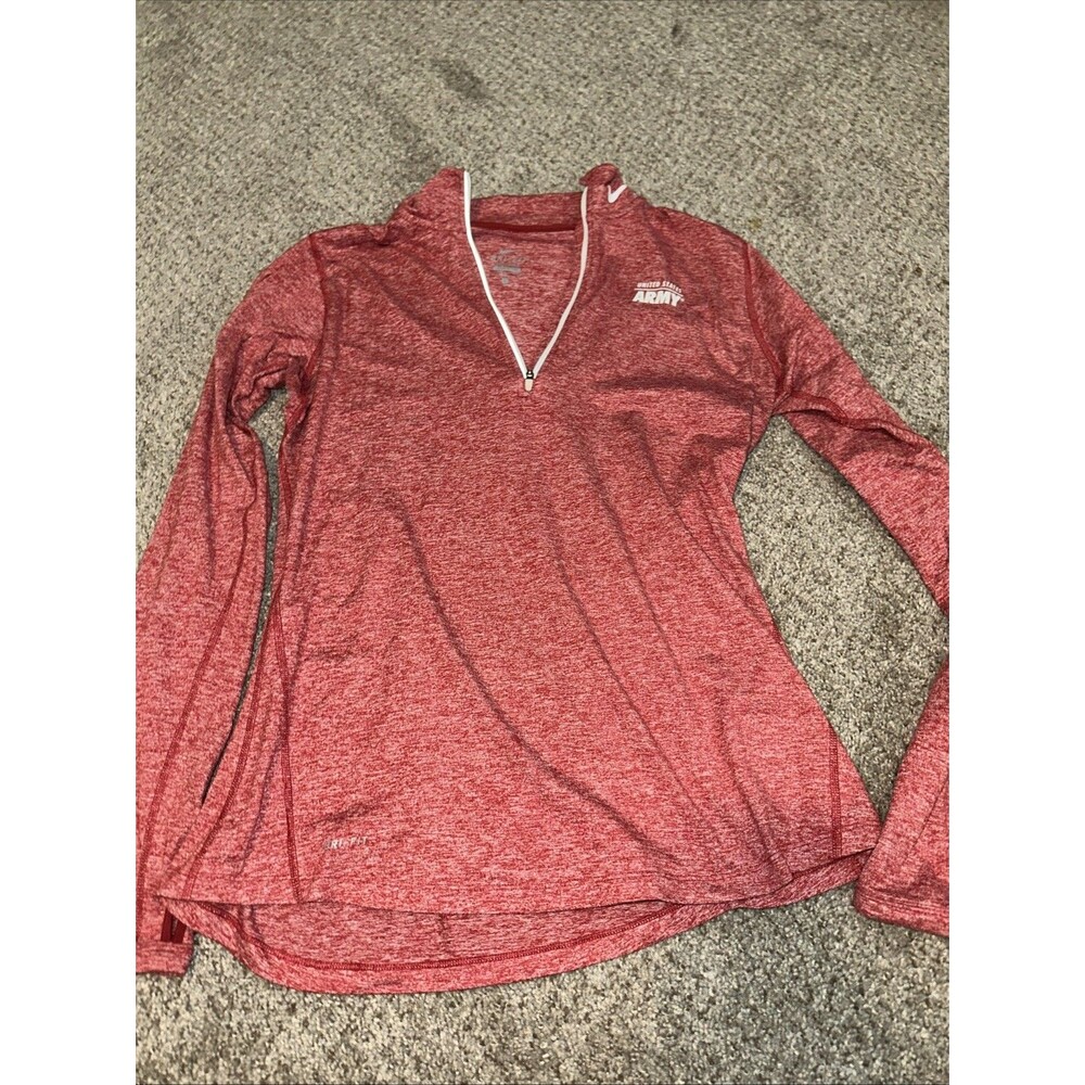 Nike Running Dri-Fit Long Sleeve Quarter-Zip Shirt Men’s Large Red. US Army.
